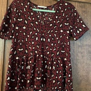 garnet & cheetah subtle peplum top